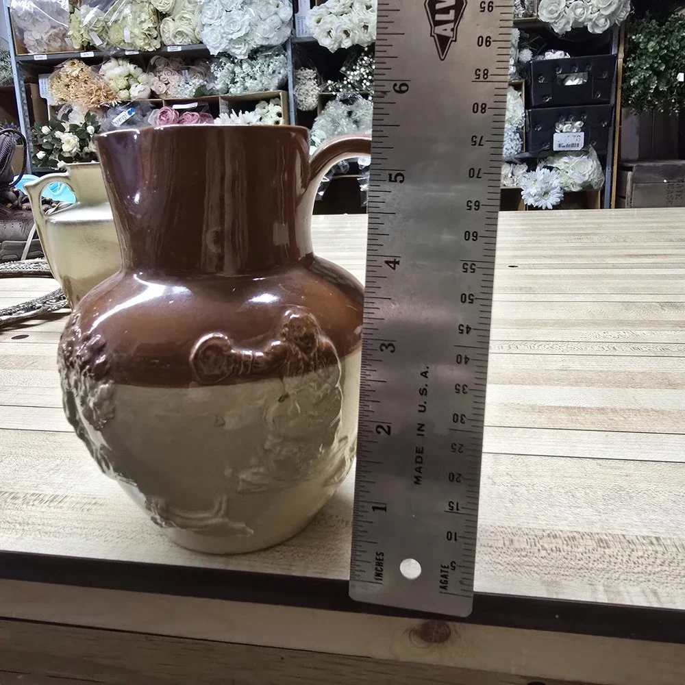 Antique Stoneware Hunting 5 1/2